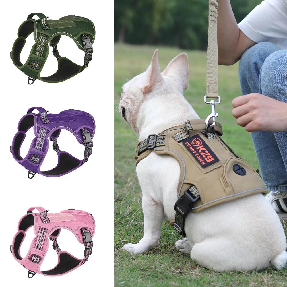 No Pull Small Large Dog Harness with Grip Reflective Waterproof Pet Chest Straps for French Bulldog German Shepherd.