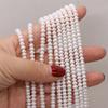 1String, White Natural Flat Shape Pearls Beads, 3-4mm, for DIY Necklaces Bracelets Accessories, Jewelry Making, Birthday, Wedding, Party Gift 36cm