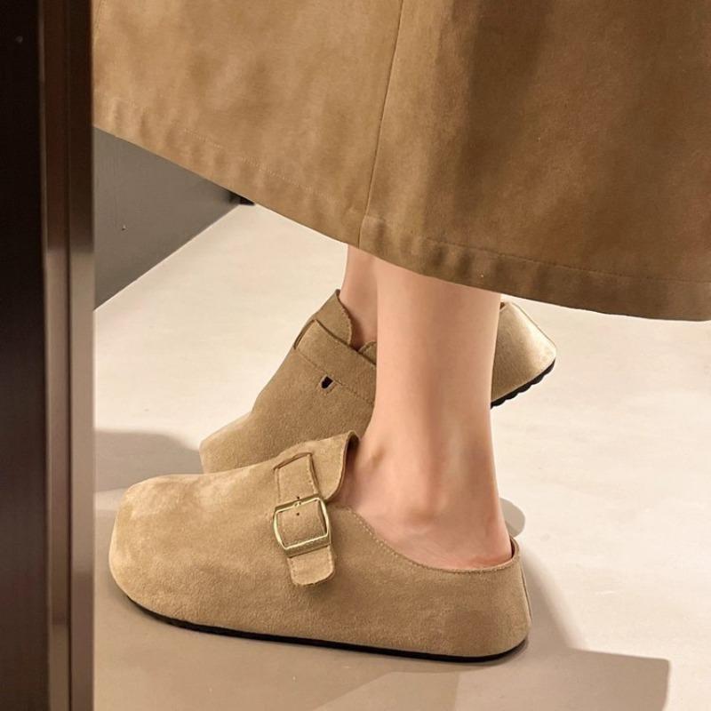 Inner heightening platform shoes women's new autumn outer wear one-pedal bag head slippers retro Boken slippers