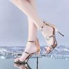 Women's Sandals Rhinestones Sexy Thin Heels Ladies Shoes Summer Sale Asian Size 2025 Trend Luxury New Breathable Fashion Casual