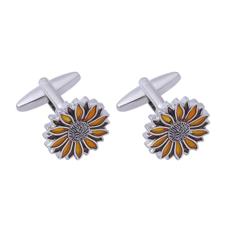 New Arrival Sunflower Cuff Links Sun Flower Mens Cufflinks Jewerly Gift Wedding Birthday Anniversary Father's Day