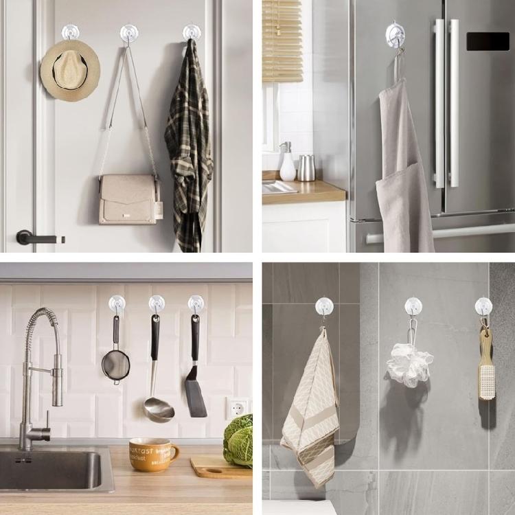 12Pcs Detachable Suction Hooks Practical 10lb Capacity Invisible Design Efficient For Bathroom Kitchen Glass Metal Surfaces