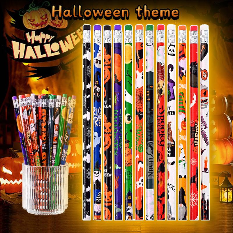 12/24/36 Pcs Halloween Christmas Theme Wooden Pencil Student School Stationery Halloween Party Gifts Supplies For Children