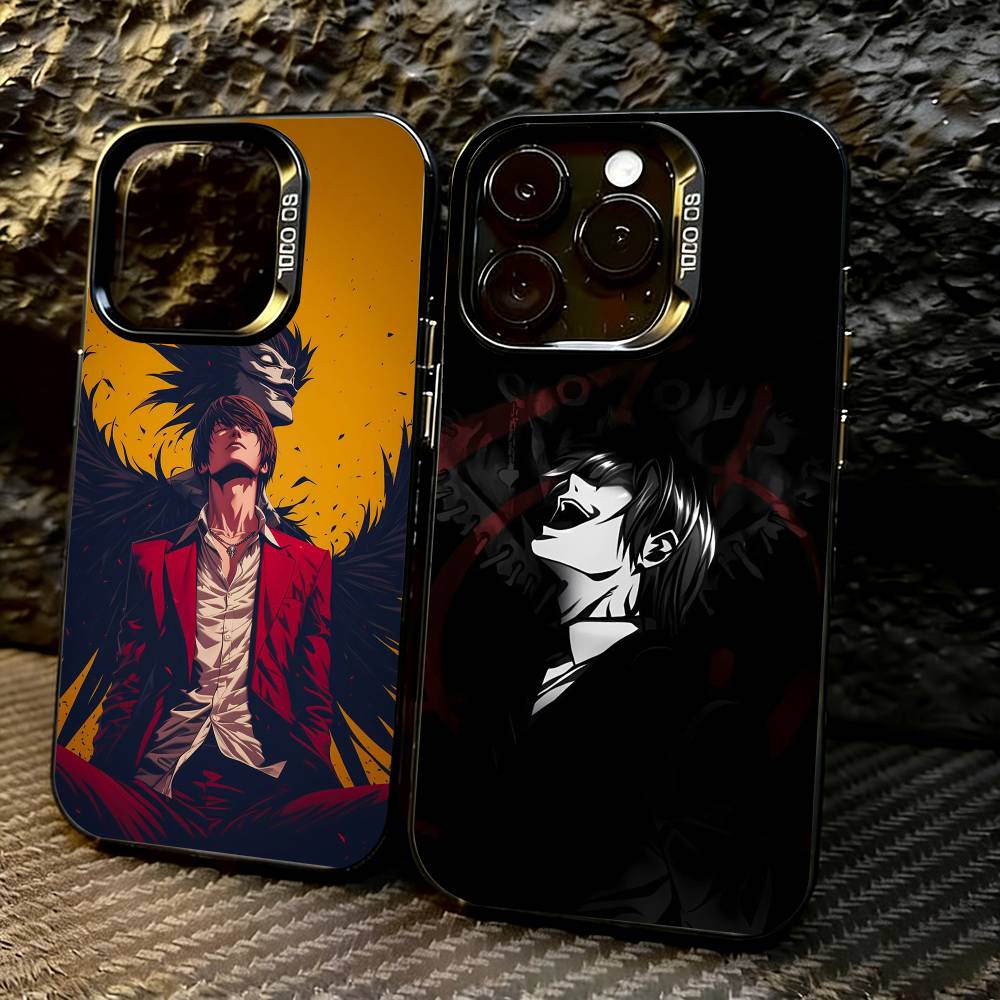 Death Note Kira Yagami Dark Anime Phone Case For iPhone 17,16,15,14,13,12,11 Plus,Pro Max,XS,Colored Silver Plated Inside Cover