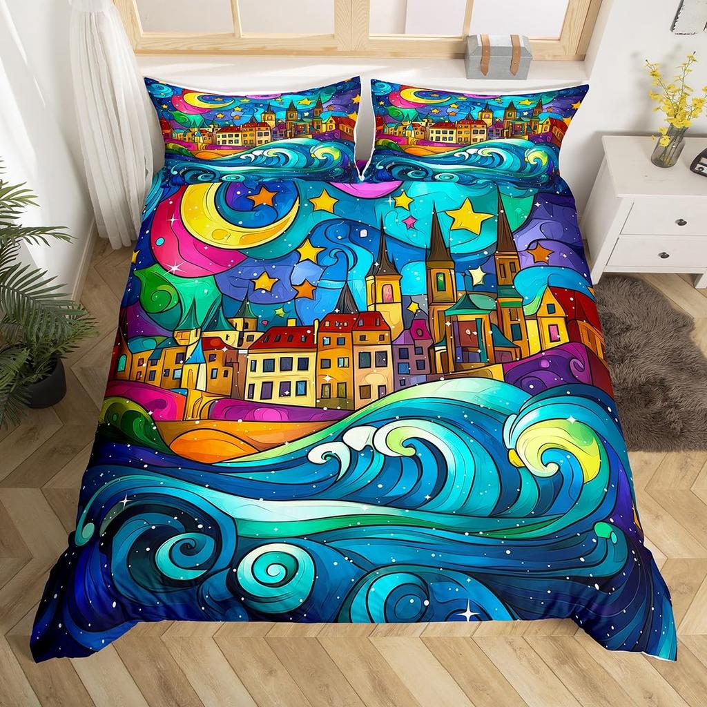 Buildings Duvet Covers For Kids Teens Adults Quilt Cover Sets Lightweight Down Room Decor 2 Pillowcases 1 Duvet Cover No Quilt
