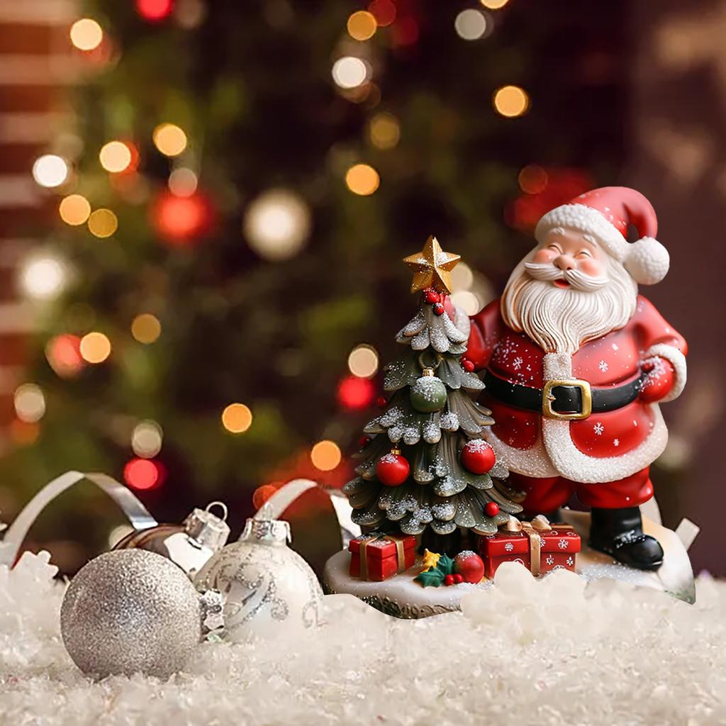 Santa Figurines Resin Santa Sculpture Festive Santa Decoration Christmas Tree Santa Sculpture Ornaments Decor Holiday Decor