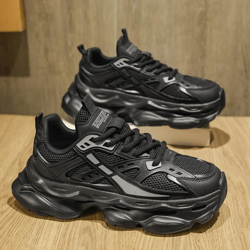 

2025 лето новая платформа модные папины кроссовки легкие повседневные универсальные спортивные туфли корейская версия персонализированная трендовая обувь мужская обувь 44 чёрный