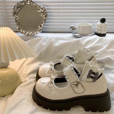 Fashion Retro Bow Platform Small Leather Shoes Women's New Autumn Round Toe Shallow Mouth Hundred Matching Skirt Mary Jane Shoes