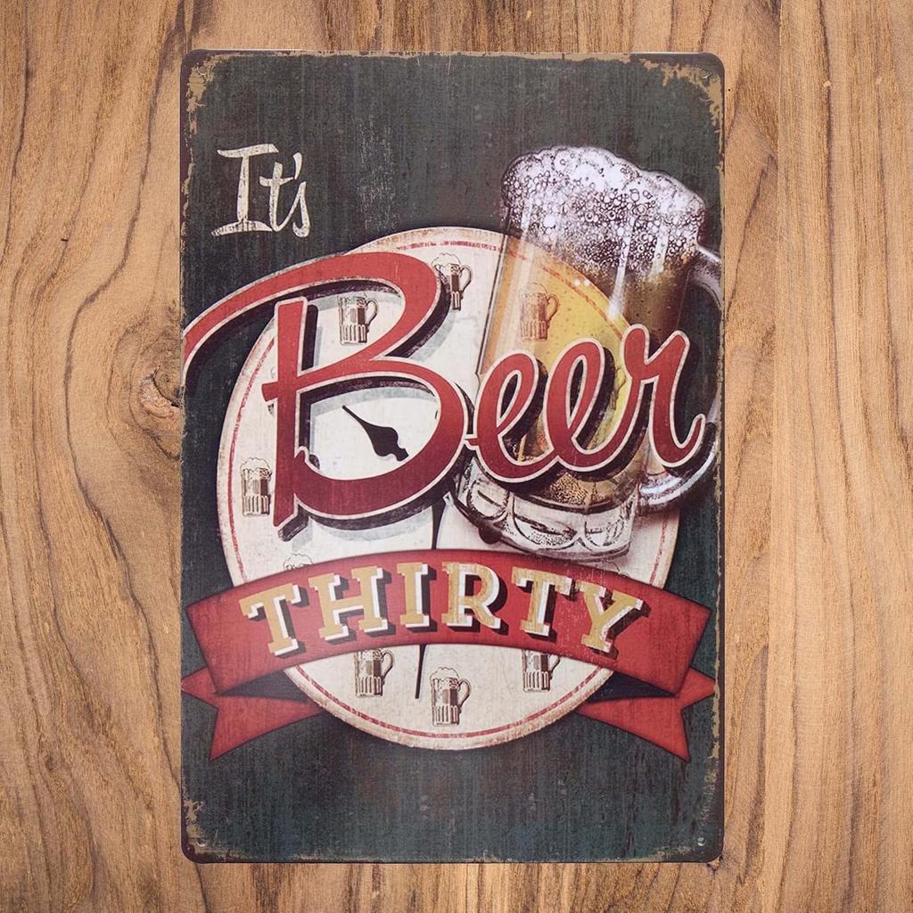 ERLOOD It's Beer Thirty Vintage Funny Home Decor Tin Sign Retro Metal Bar Pub Poster 8 X 12