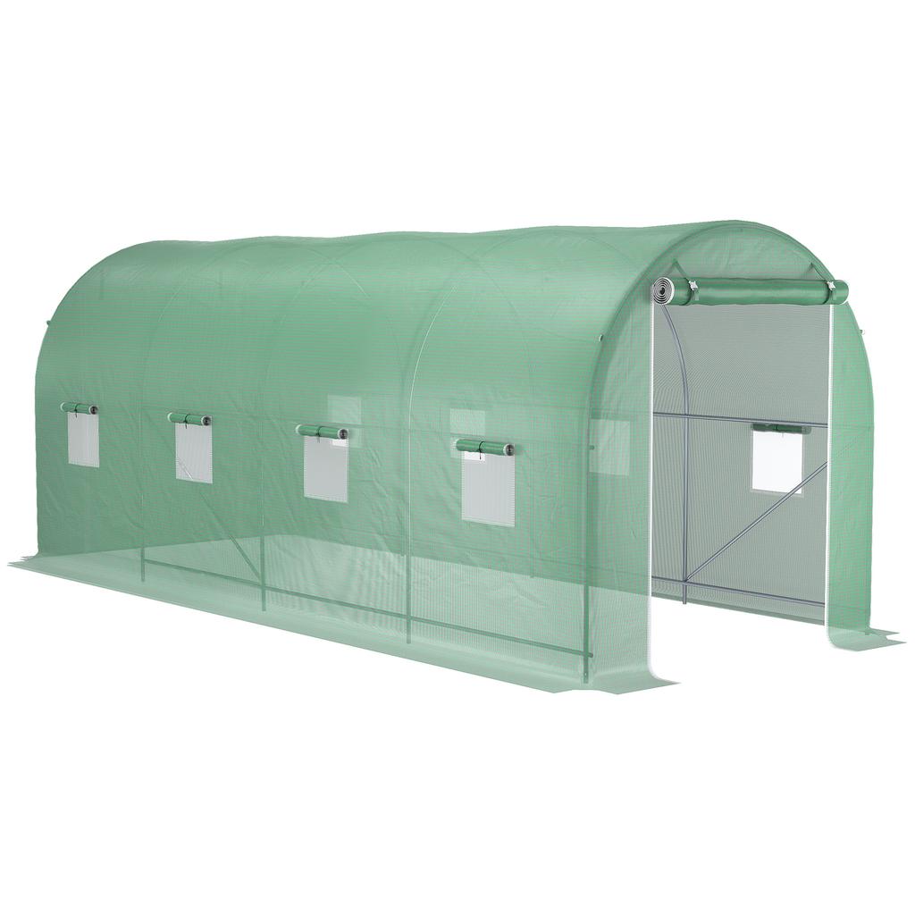 Greenhouse Foil Greenhouse Tomato House with Door, 8 Windows, Foil Tunnel made of Galvanized Steel, PE, Sturdy Greenhouse Plan