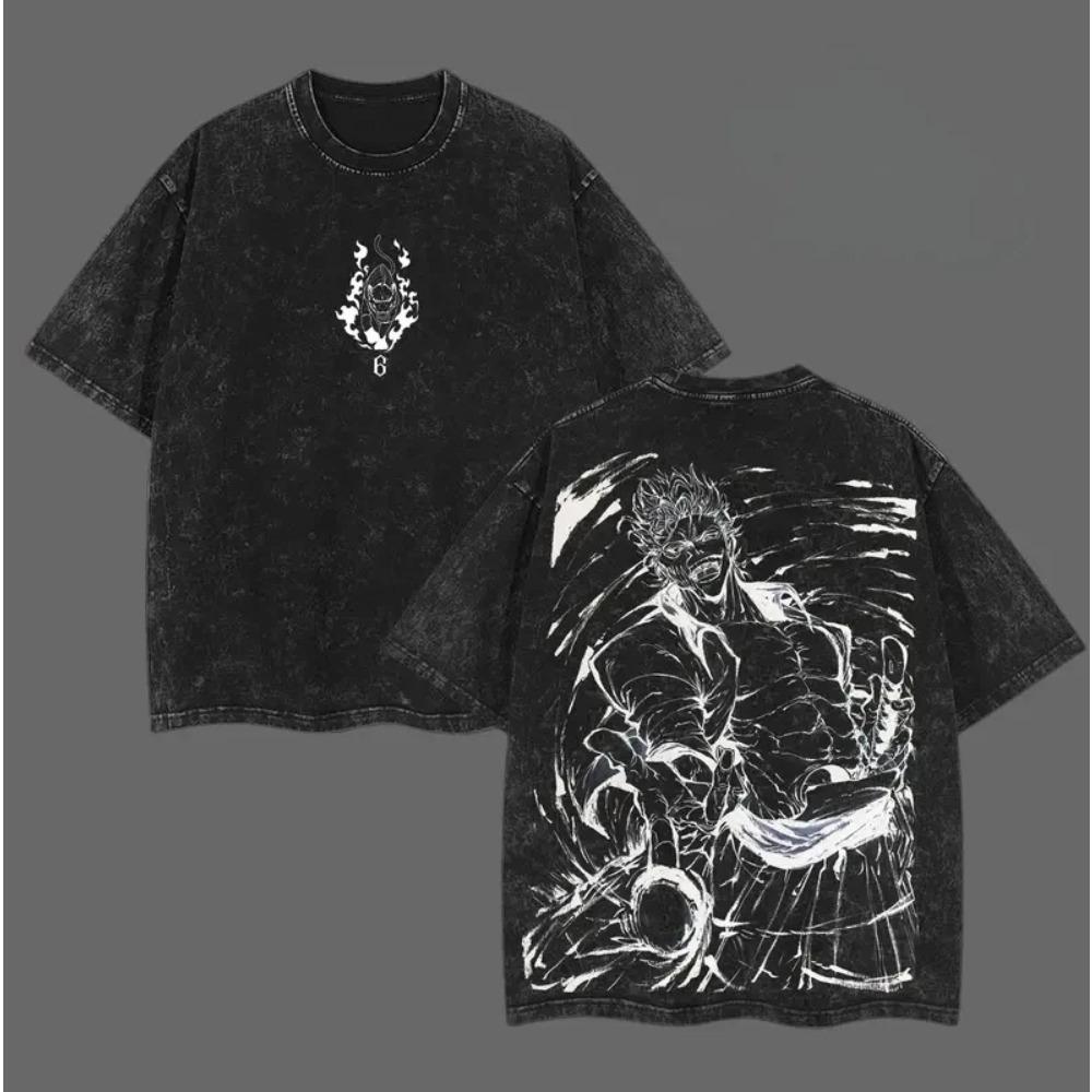 Hot Anime BLEACH Grimmjow Jaegerjaques Graphic Tee Men Clothing Washed Cotton Tshirt Casual T-shirt Harajuku Vintage T Shirt