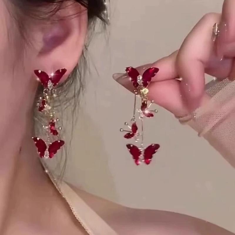 

Delicate and Elegant Temperament Butterfly Tassel Earrings Women s Fashion Light Luxury Daily Versatile Zircon Gifts