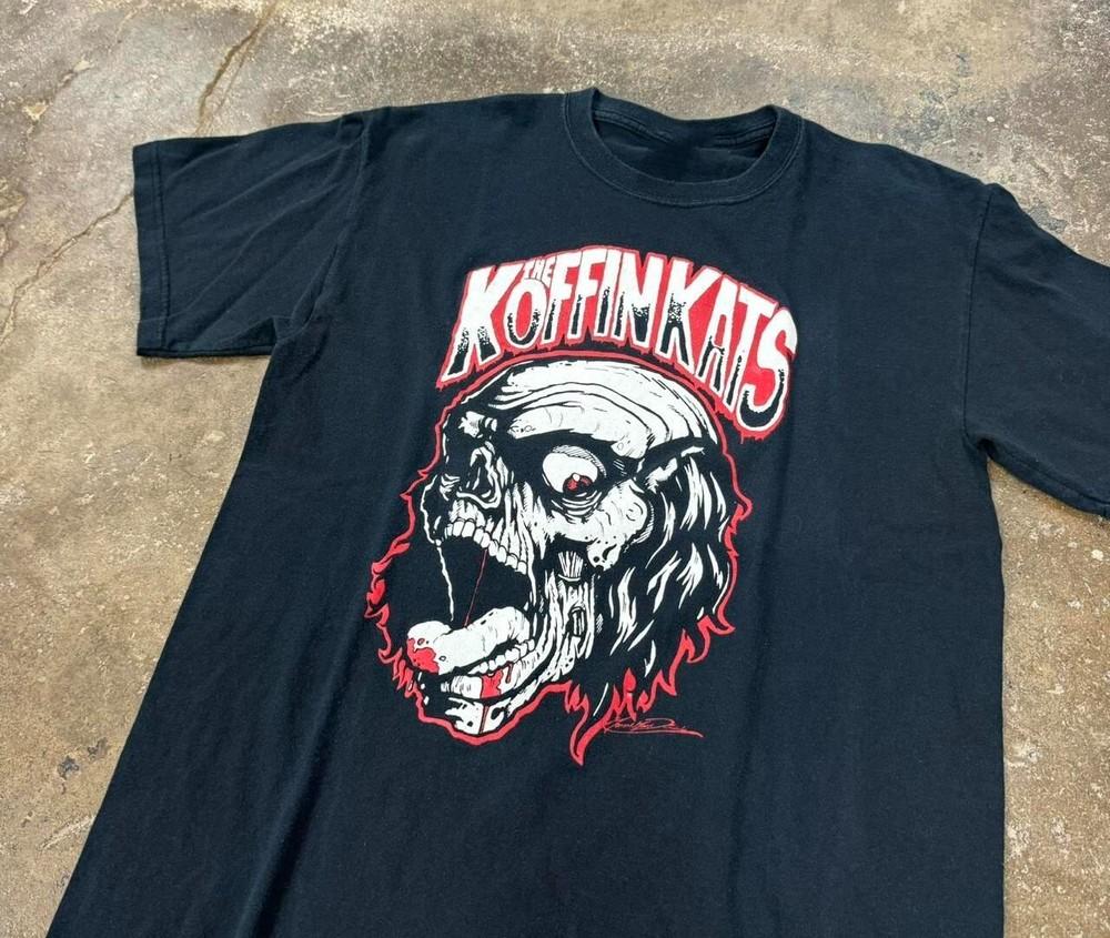 

Винтаж Группа The Koffin Kats Тяжелый Хлопок Черная Рубашка Полного Размера Для Мужчин KN192 Унисекс Футболка XXXL