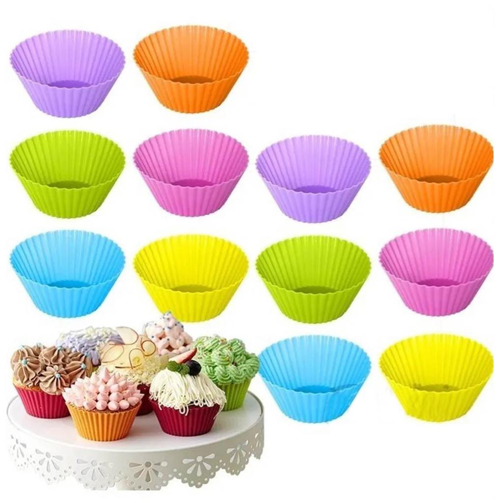 12pcs Silicone Baking Cups High Temperature Resistant Food Grade Silicone Muffin Cups for Party