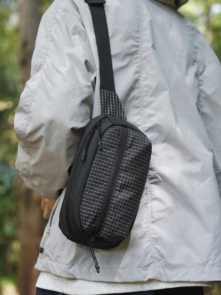 Ultraleichte Karierte Wasserdichte Nylon Herren Umhängetasche: Trendige Rad- & Handy-Bauchtasche