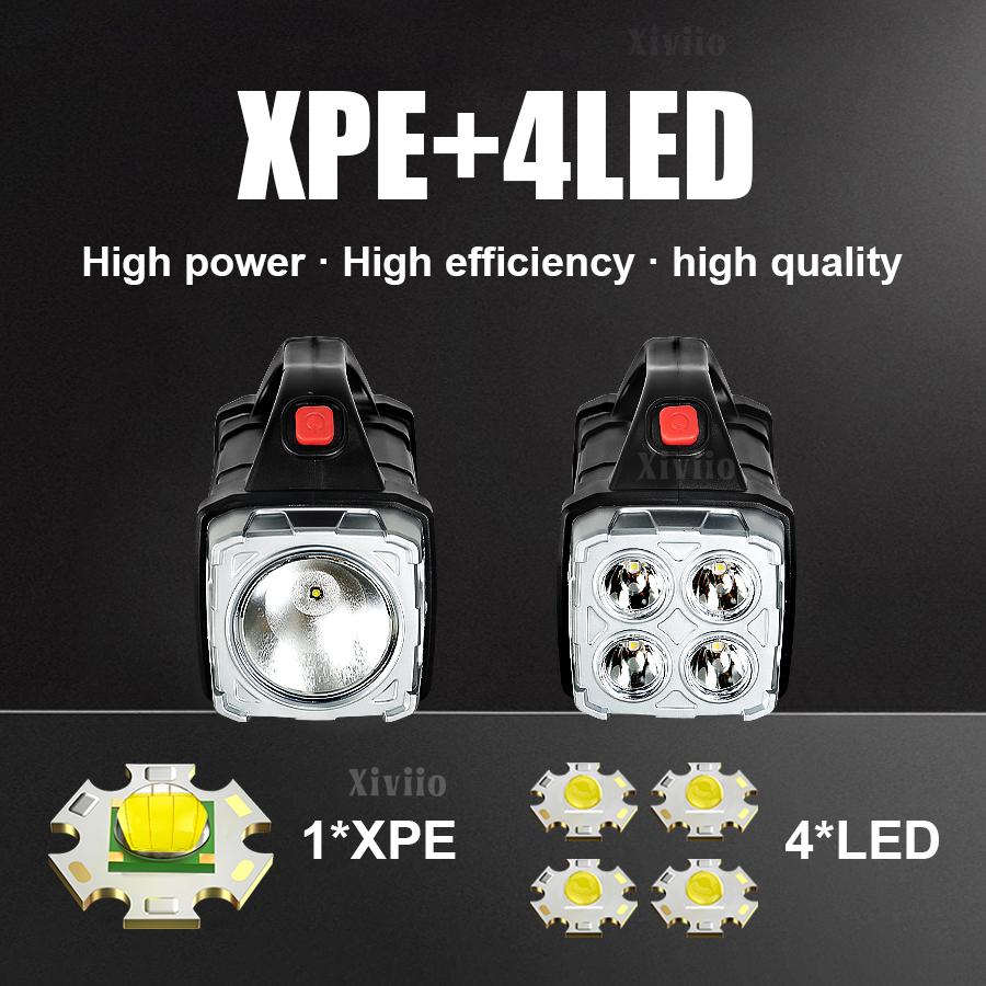 Przenośna Potężna Latarka USB Ładowalna Światło LED Słoneczne Z Lampą Roboczą COB 4 Biegowe Ładowanie Telefonu Komórkowego Lampa Kempingowa