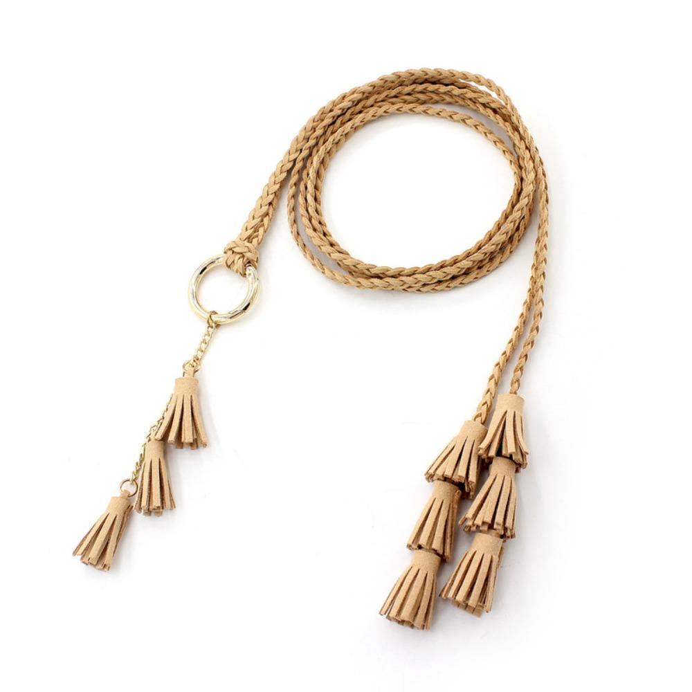 Braided Design Braided Tassel Belt Tassel Detail Dress Waistband Fashion Knit Belt Waist Accessory