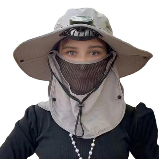 Solar Fan Hat with Face Guard Neck Flap UPF 50+ UV Protection