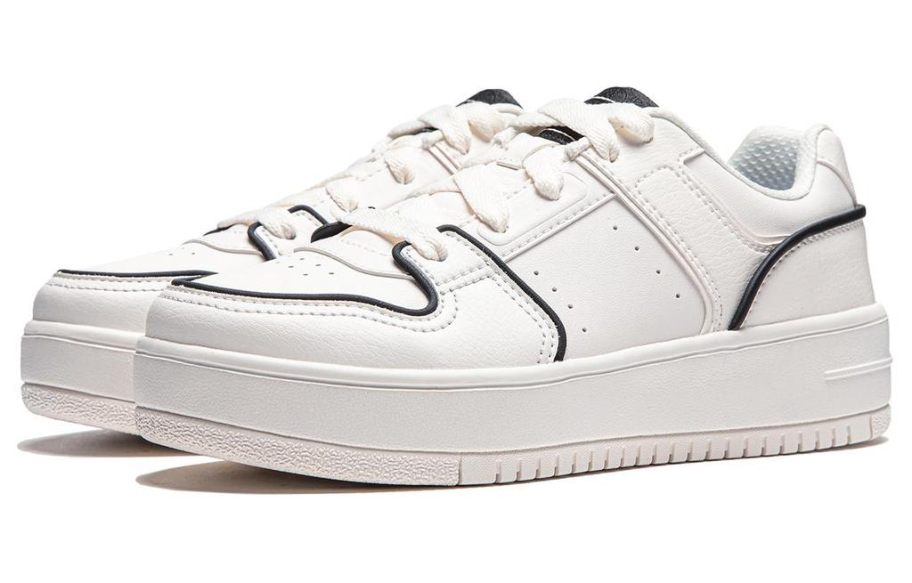 Li Ning Cheese Slip Resistant Abrasion Resistant Low Top Skateboard Shoes Women's White Black AGCU104-1