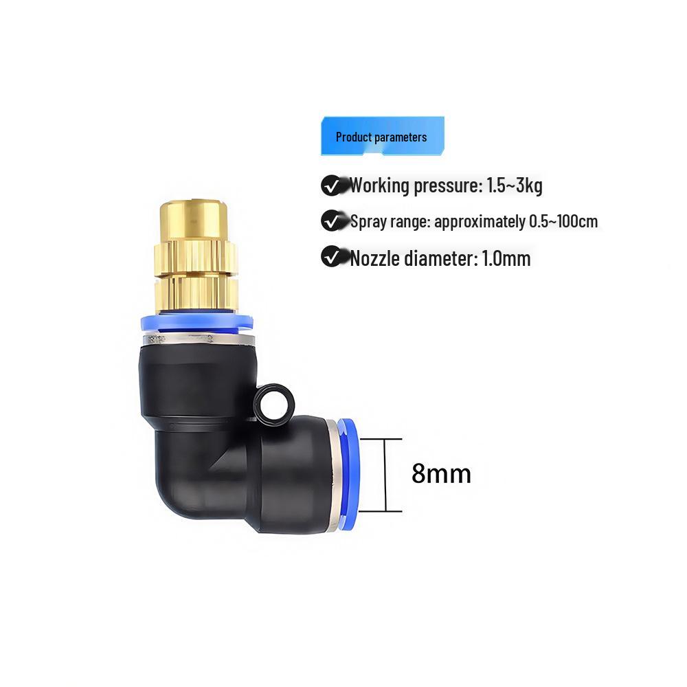Low-Pressure Quick-Connect Mist Nozzle for Humidification, Dust Control, Seedling Watering, Aquaculture Cooling, and Automated Watering
