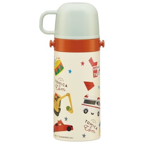 Skater Children's Stainless Steel Water Bottle, 2-Way Straw Drinking, 410ml, Cup Drinking, 350ml, Tomica and Tom Tsumupapa, Child-Friendly Lightweight