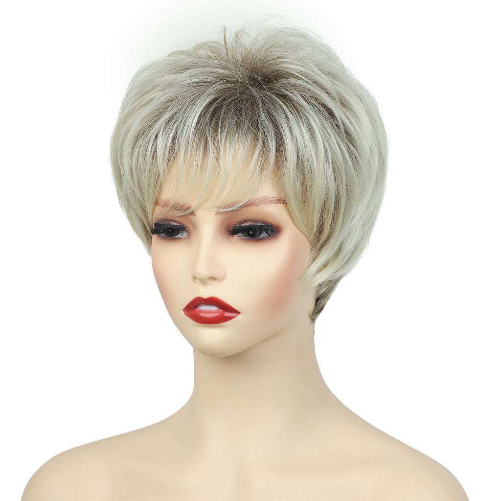 New Fashionable Fluffy Wig with Slanted bangs Wig Headset