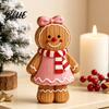 Decorative Wood Craft Ornaments Christmas Gingerbread Man Ornament Hand Painted Vintage Wooden Tabletop Rustic Xmas Shelf Sitters Figurine,