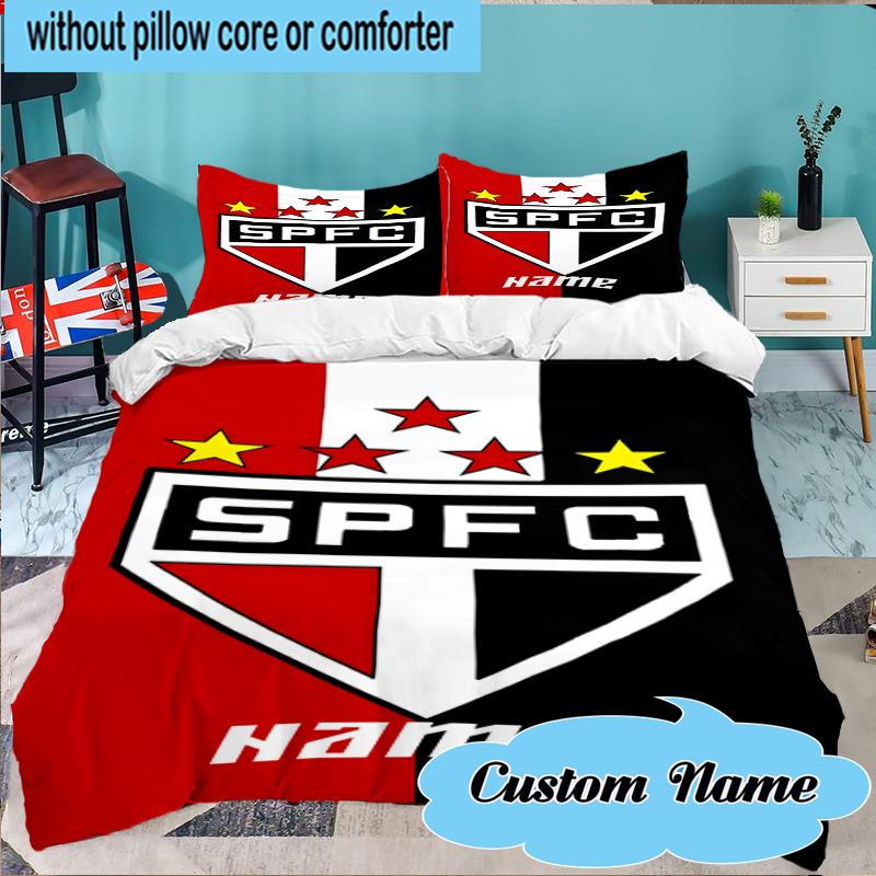 Custom Name Sao Paulo Team Spirit Bedding Set 3pcs, Bedding Set Including 1pc Duvet Cover And 2pcs Pillowcases for Bedroom, Dormitory Gift