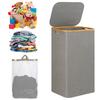 100L Slim Laundry Hamper with Lid Dirty Clothes Basket with Removable and Washable Inner Bag Foldable for Bathroom Bedroom Dorm