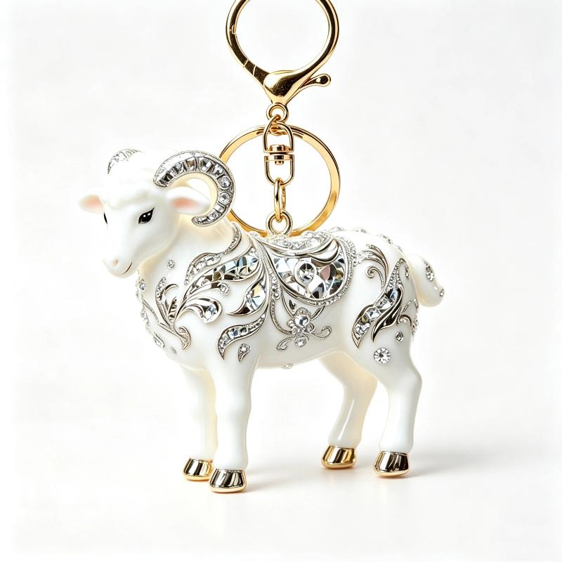 1Pcs Acrylic Sheep Keychain Hanging Ornament Cute Animal 2D Flat Goat Pendant For Goat Themed Party Decor Gifts
