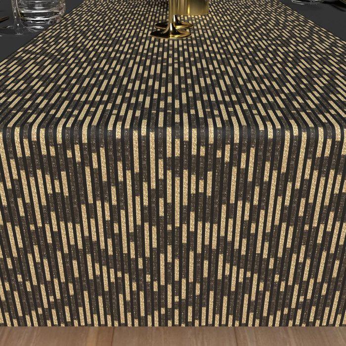 Chemin de table festif imprimé 40X180 cm GOLD noir, par Soleil d'Ocre