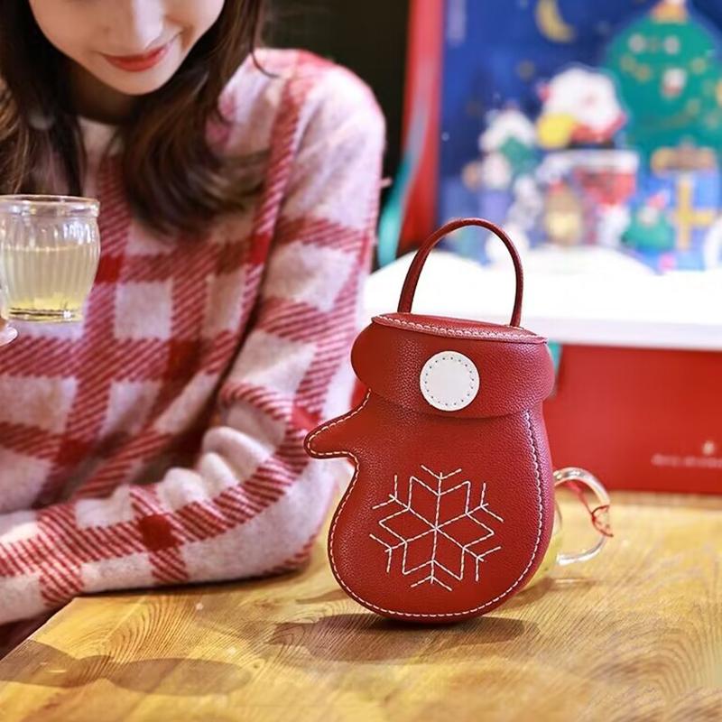 WTEMPO Christmas Handmade Diy Material Bag Hand-stitched Red Woven Glove Shaped Bag Creative Christmas Gift