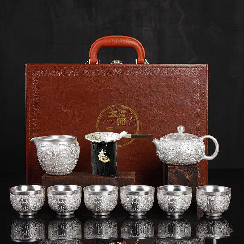 Year of the Dragon Sterling Silver 999 Teapot: Pure Handmade High-End Gongfu Tea Set Souvenir