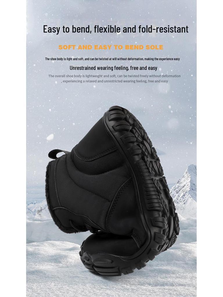 Unisex Five-Finger Cotton Snow Boots: Warm, Non-Slip, Wear-Resistant, Thickened Outdoor Winter Footwear.