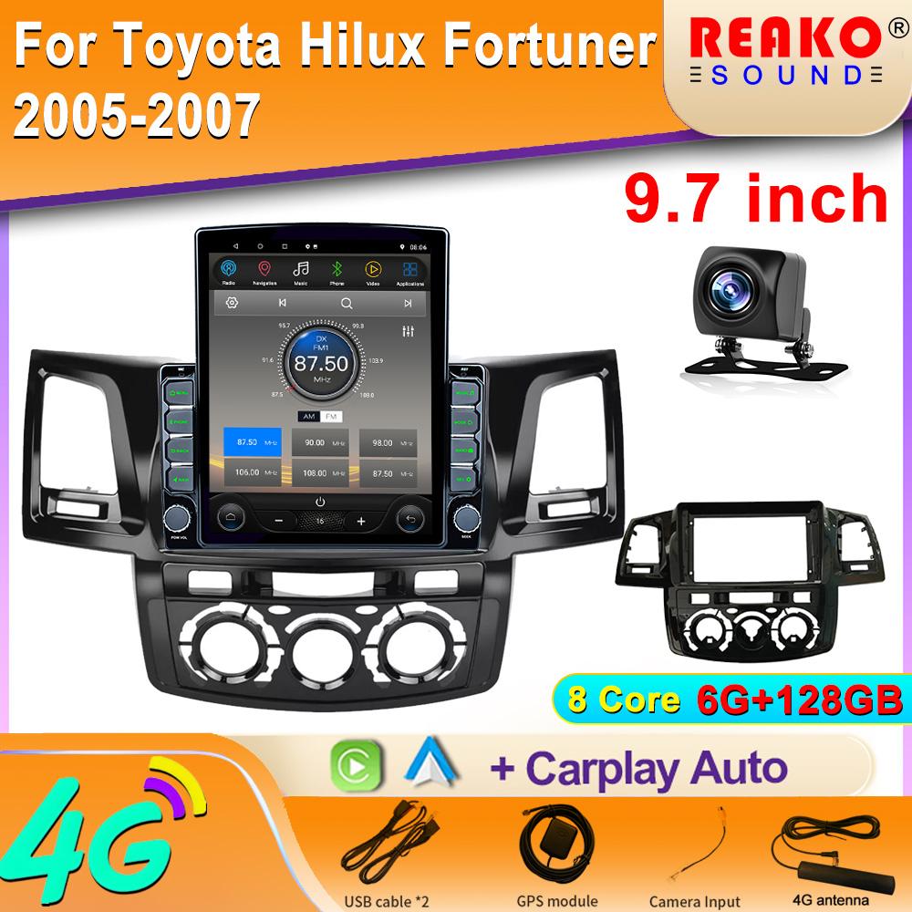 Tesla Screen for Toyota Hilux Fortuner 2005-2007 Android Car Radio Player GPS Navi Auto Stereo Multimedia Carplay 5G DSP
