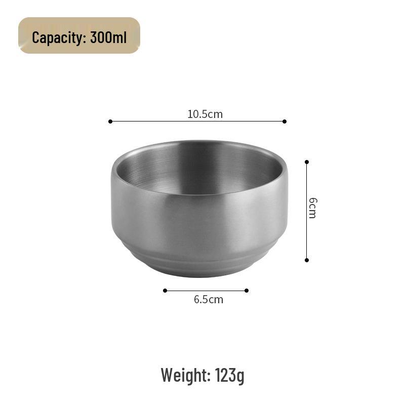 304 Stainless Steel Double-Layer Korean Rice and Soup Bowl with Lid for Kids
