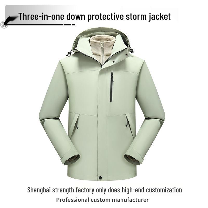 

2024 Men s Three-in-One Down Liner Windbreaker: Outdoor Waterproof, Windproof, Thickened Coat for Autumn and Winter Mountaineering. Black (Fleece)