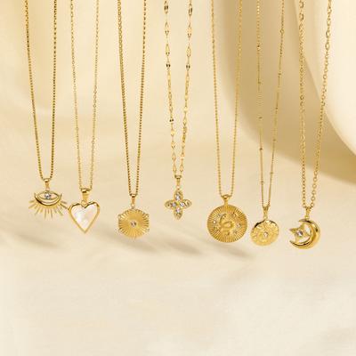 Gold Color Stainless Steel Devil Eye Pendant Necklace For Women Link Chain Charm Accessory