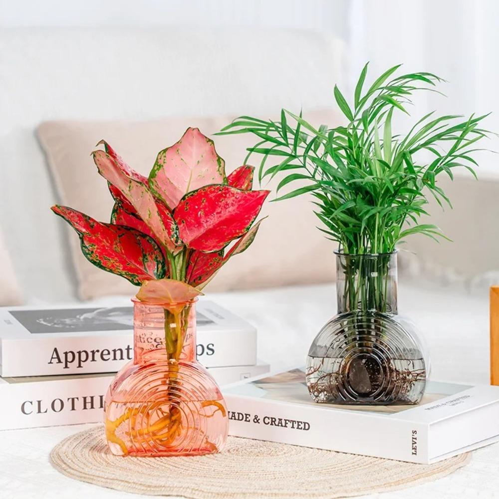 Transparent Hydroponic Plants Vase Imitation Glass Nordic Flowerpot Plastic Flower Bottle  Home