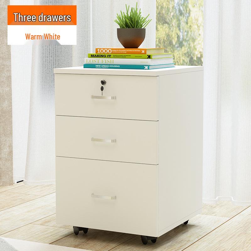 Mobile Lockable Filing Cabinet with Three Drawers - Floor-standing Storage for Office or Bedside