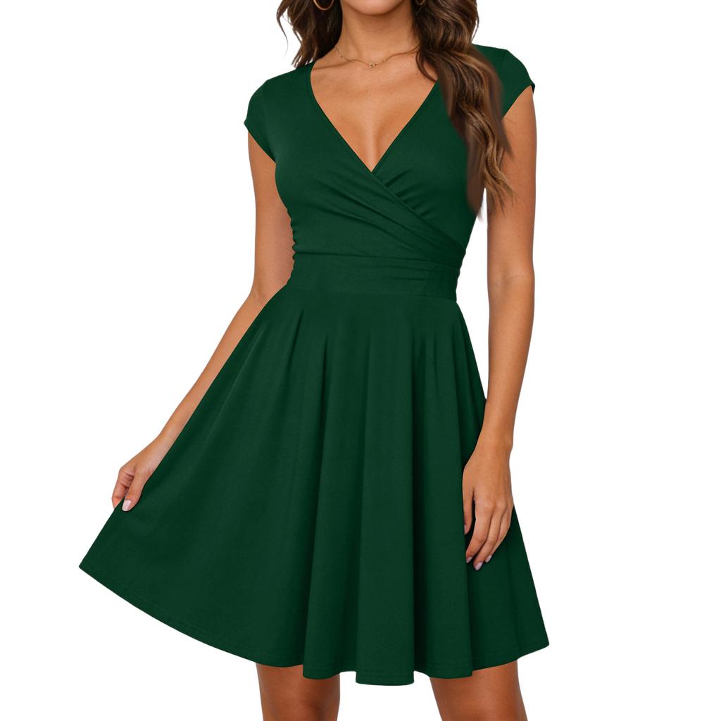 Women's Dress Casual Flowy Dresses V-neck Vocation Boho Beach Sundress