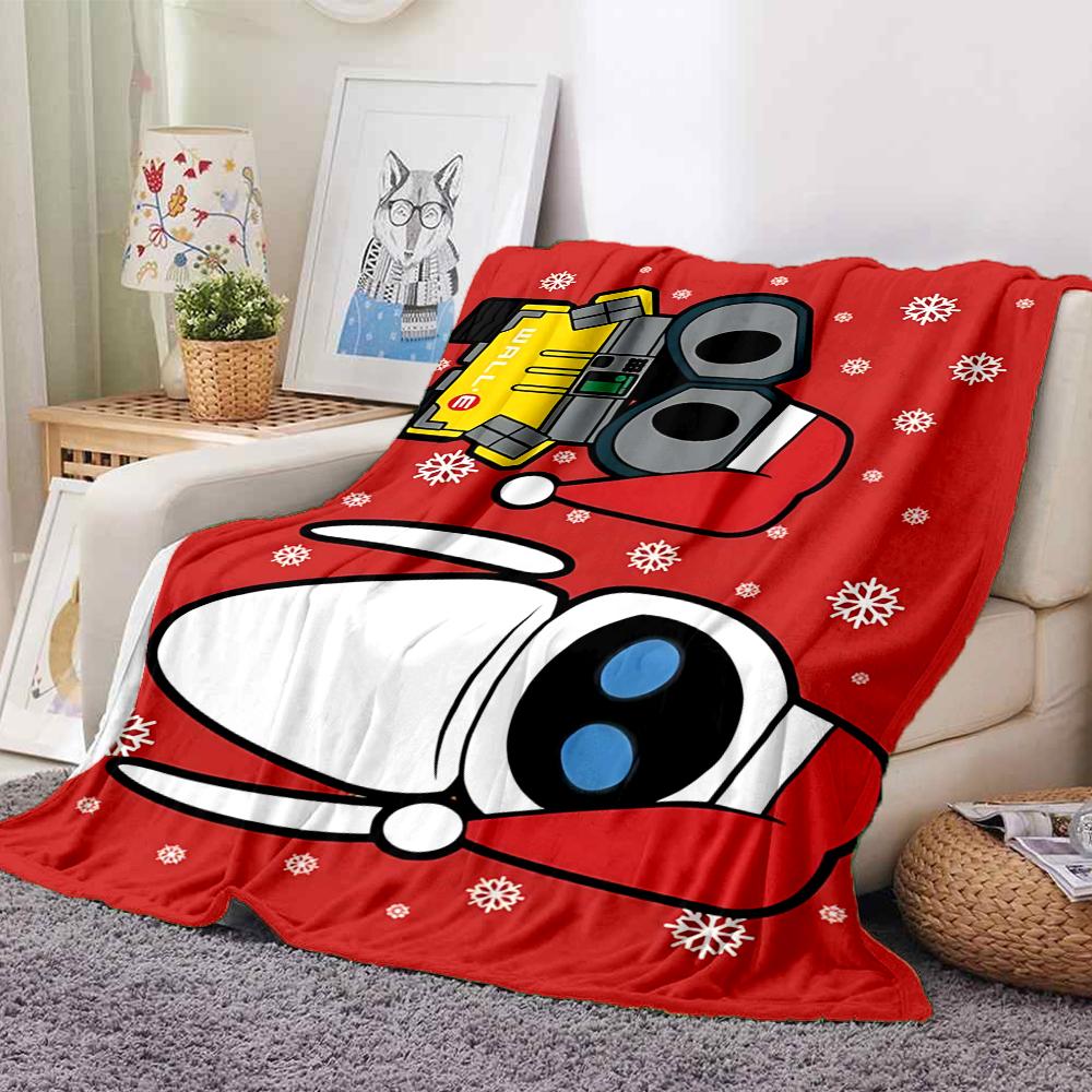 1Pc Christmas Robots Flannel Fleece Blanket Soft Warm Throw Blanket for Sofa Bed Couch Home Decor Lightweight Travel Nap Blanket Xmas Gift Q1754