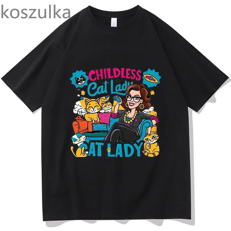 Unisex Sommer Lustiges Print T-Shirt Meme Kawaii Kinderlose Katze Lady Tees Frauen Kleidung Tops Mode Lässig Kurzarm Streetwear