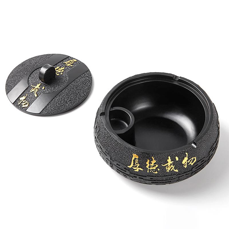 Large Size Ashtray Creative Trendy And Retro Household Usewith Cover Living Room Chinese High End Resin Ashtray