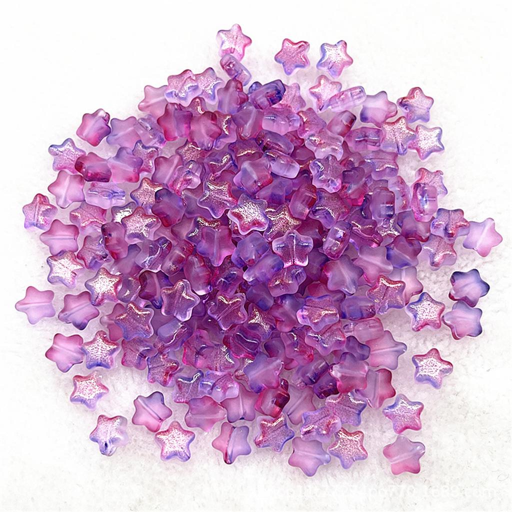 Colorful 30pcs 8mm Mini Polychrome Cute Gradient Five-pointed Star Glass Beads Loose Spacer Beads Jewelry Making DIY Handmade
