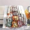 Stacked Cats  Print Flannel Blanket, High quality Comfortable for All Seasons, Home Decor, Warmth and Comfort