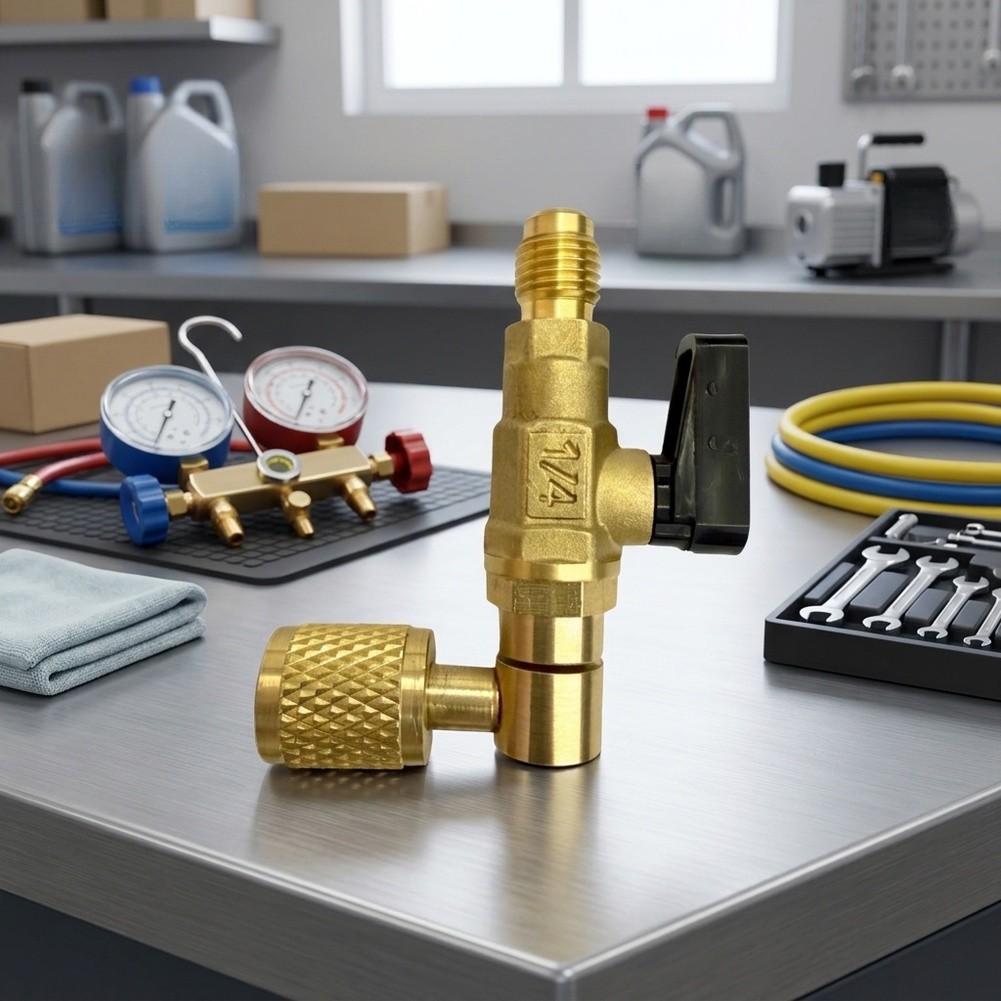 6.5*4cm Air Conditioning Refrigeration Charging Ball Valve 90 Degree R22 Safety Valve For HVAC Maintenance Quick Coupling