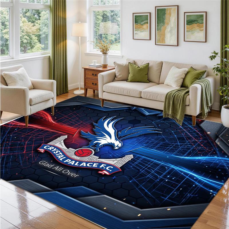 Crystal Palace Football Design Crystal Velvet Rug Soft Decorative Mat for Bedroom Entrance