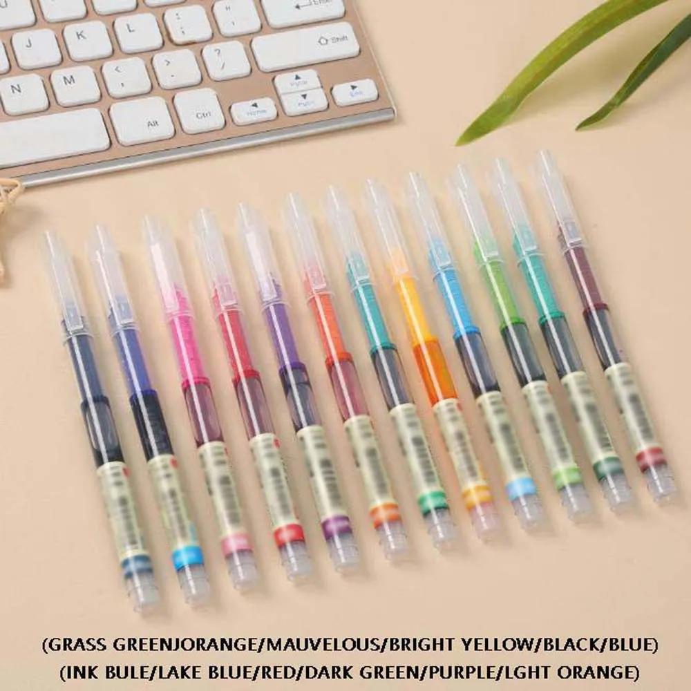 12-24PCS Color Quick-drying Straight Liquid Full Needle Pen, Simple Large Capacity Neutral Pen, Suitable for Drawing,Note-taking