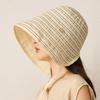 Retro Textured Striped Sun Protection Fisherman Hat Adjustable Anti-Slip Strap Slimming Face Beach Vacation Outdoor Excursion Daily Commuting